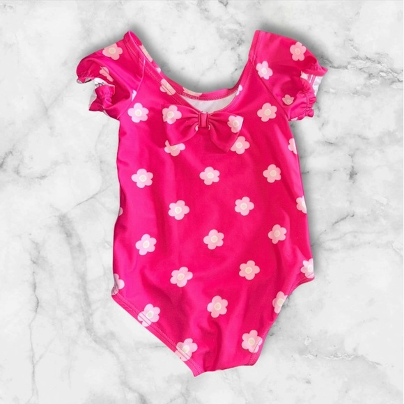 NWOT Carter's Baby Girl's Baby 1-Piece Floral Bow Swimsuit Pink Size 9 Months - Picture 2 of 5